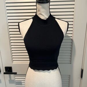 Babaton Black Ribbed Crop Top